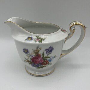 Aladdin Fine China Dresdenia Floral Cream Pitcher with Gold Trim